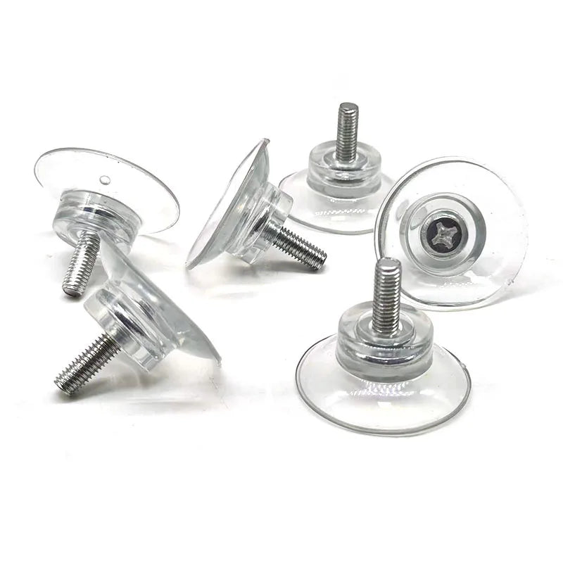 10-Pack M6/M8 Rubber Suction Cups with Screw Nut – Clear Hooks