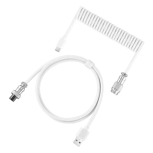 USB Port a Mechanical Keyboard Coiled Cable Max 3M Length Coiled Design Mechanical Keyboard Type C USB Cable Peaceful Pleasures Health and Wellness White