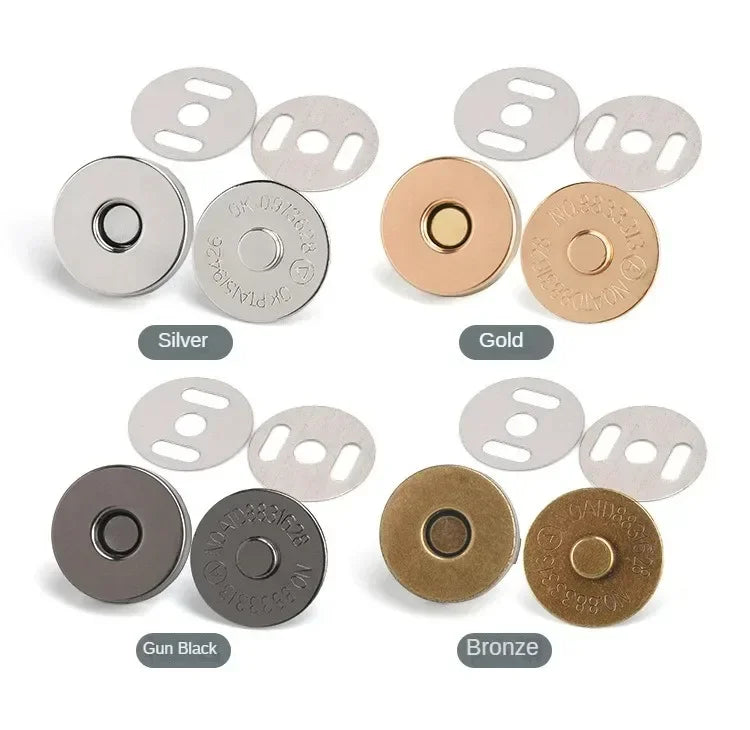 Magnetic Snap Buttons for Bags & Sewing – Metal Flatback Set