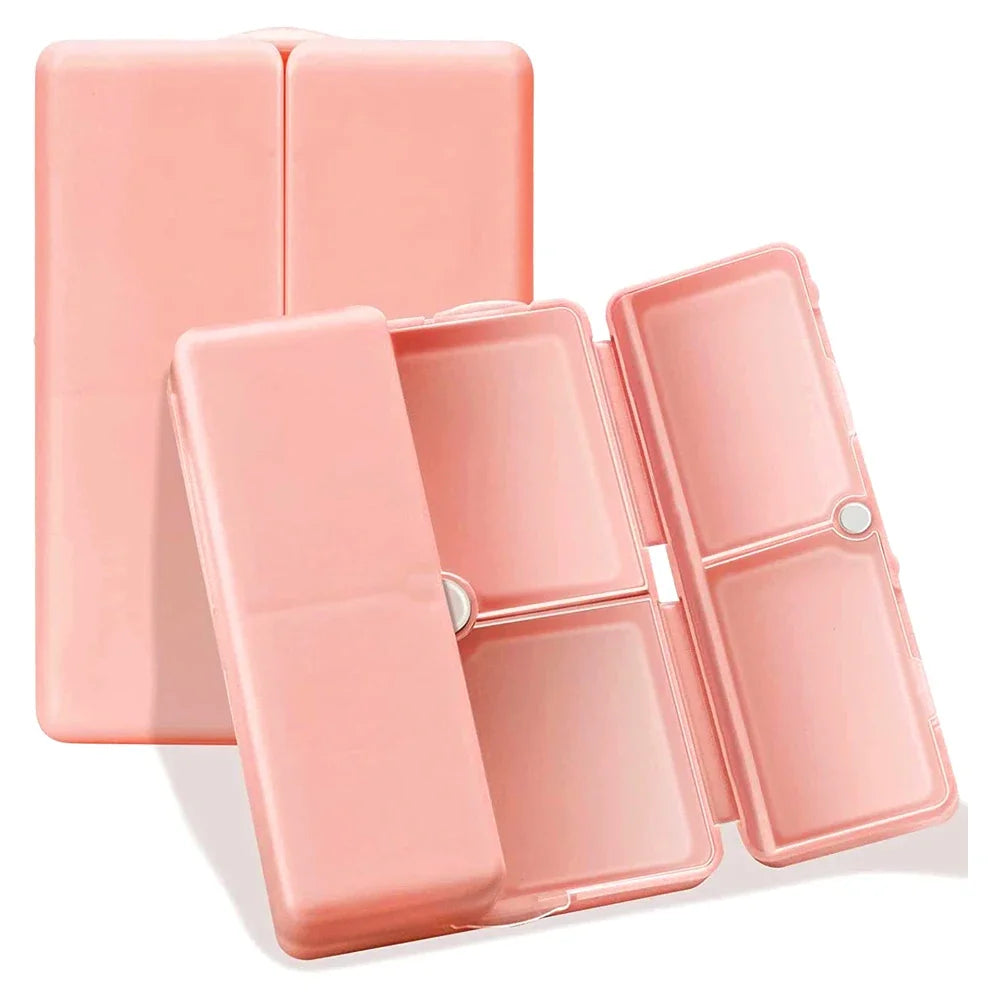 Magnetic Foldable Weekly Pill Organizer,7 Compartments Portable Travel pill Case,Small pill Box for Purse Pocket to Hold Vitamin Peaceful Pleasures Health and Wellness Pink