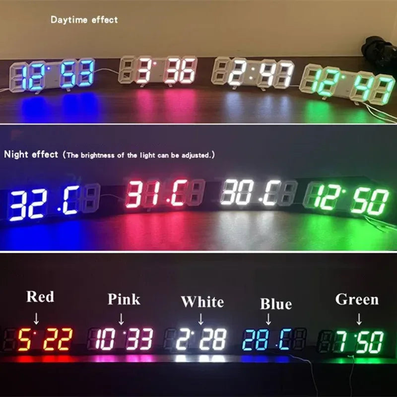 LED Digital Wall Clock – Alarm, Temperature & Date Display Digital Wall Clock Peaceful Pleasures Health and Wellness