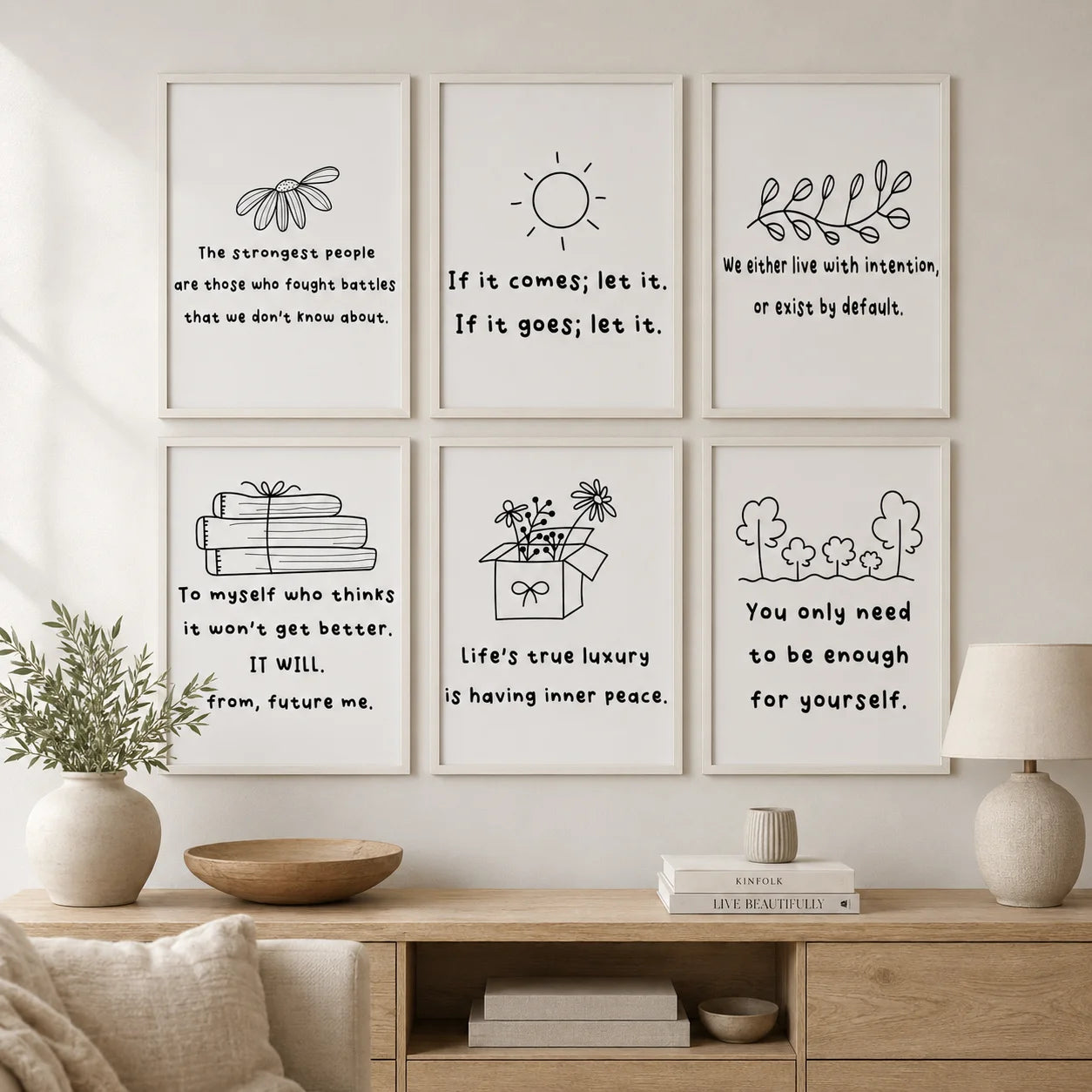 Nordic Minimalist Inspirational Quote Canvas Wall Art Print Canvas Wall Art Print Peaceful Pleasures Health and Wellness