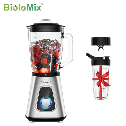 BioloMix 1300W Smoothie Maker with 1.5L Glass Jar Personal Blender for Frozen Fruit Drinks And Sauces Peaceful Pleasures Health and Wellness
