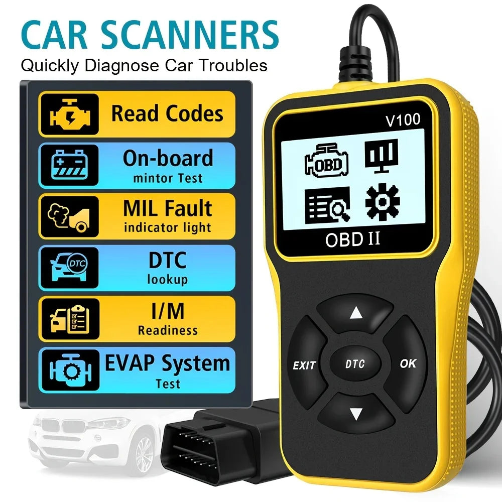 OBD2 Scanner & Check Engine Code Reader with Reset Peaceful Pleasures Health and Wellness YELLOW