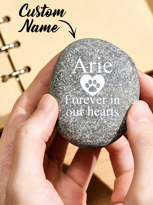 Custom Pet Memorial Stone Personalized Dog Cat Grave Marker Engraved Garden Pebble Pet Loss Gift Custom Puppy Tombstone Peaceful Pleasures Health and Wellness