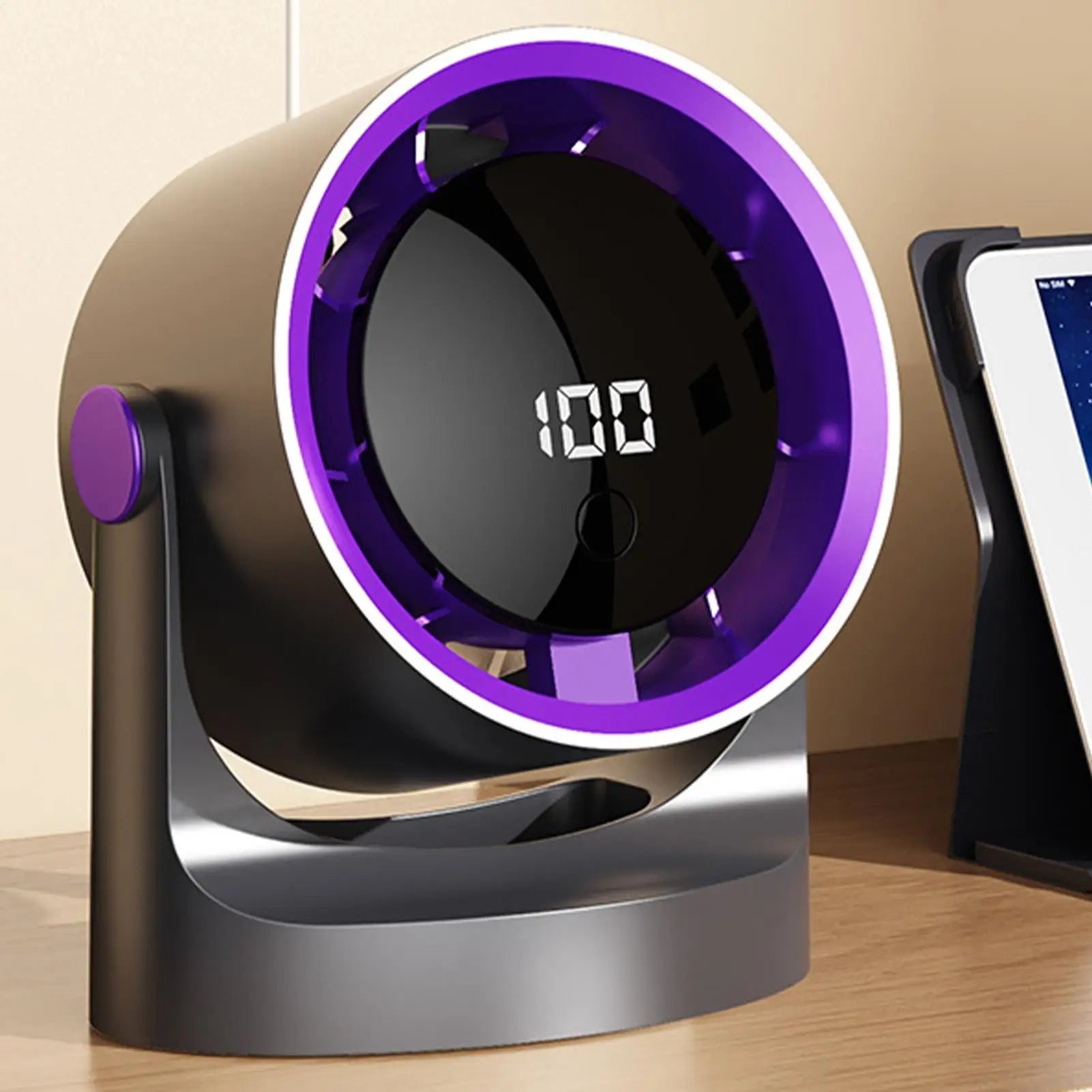 Small Desk Fan 100-Speed Digital Display Tabletop Ventilador Portable Desktop Fan For Home Apartment Dormitory Office Travel Peaceful Pleasures Health and Wellness
