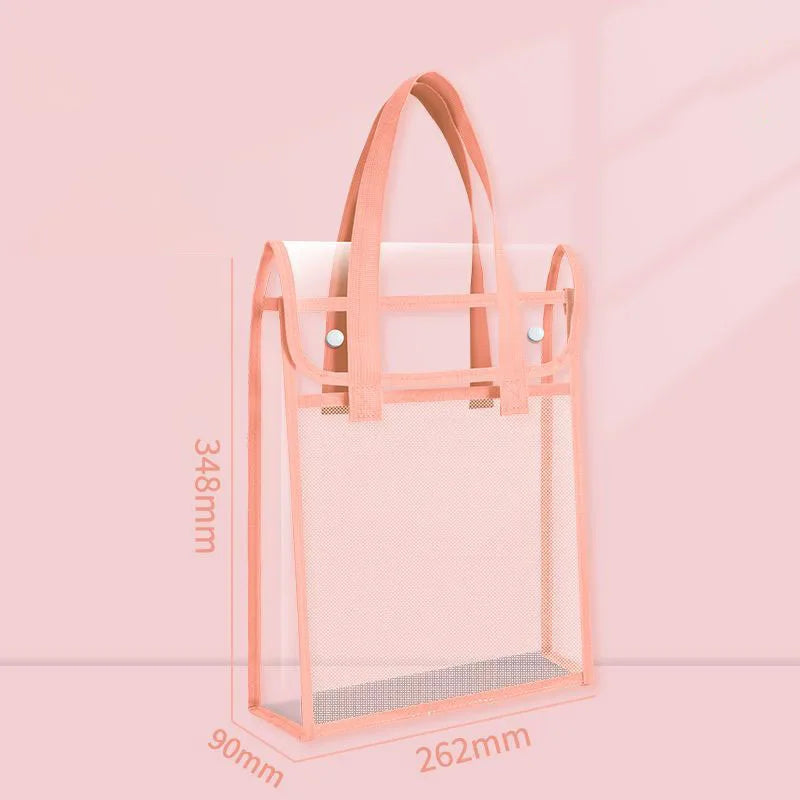 Large Capacity Tote Bag Transparent File Student Textbook Homework