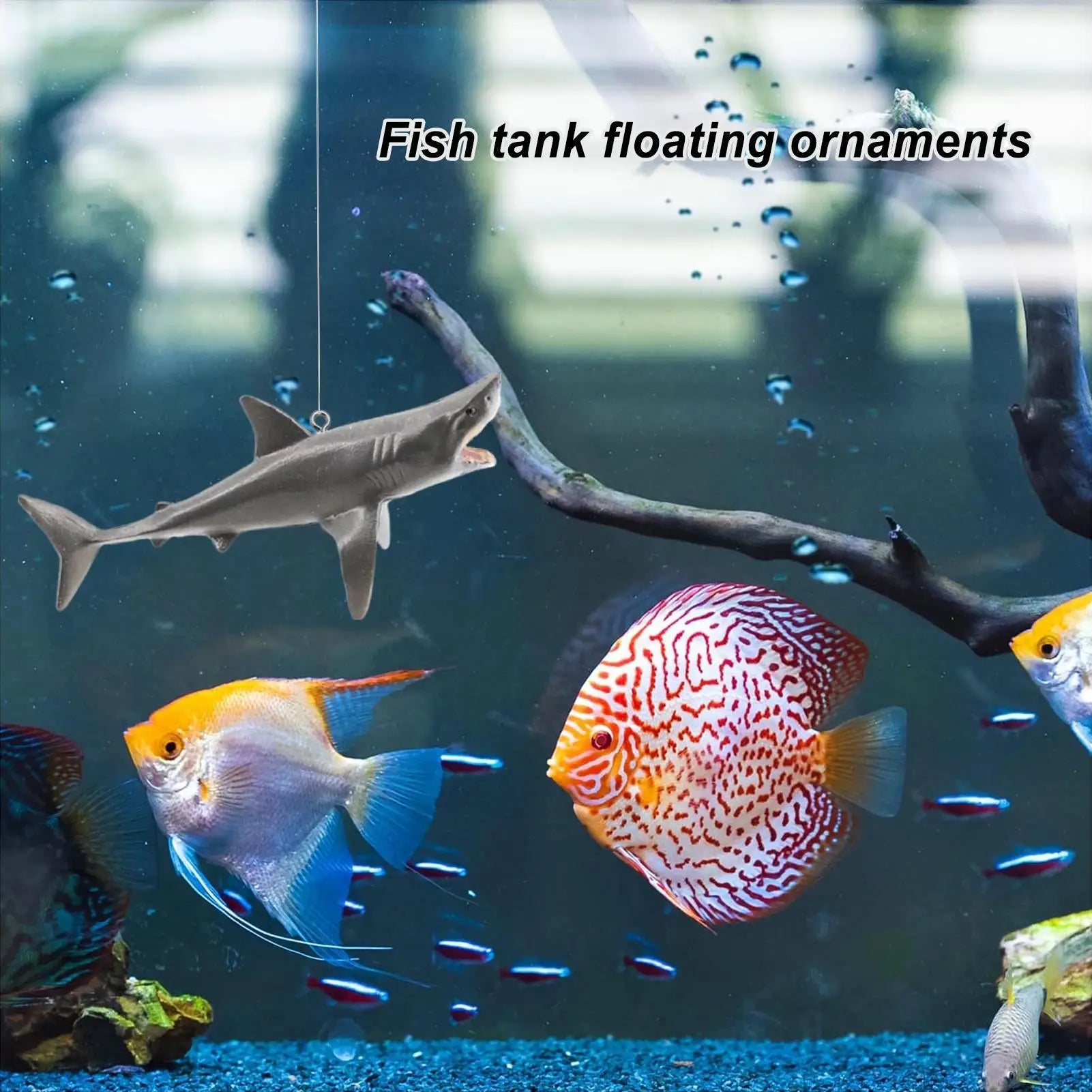Floating Shark Aquarium Landscape Decoration With Adjustable Position Floating Artificial Aquarium fish Ornaments Decoration Peaceful Pleasures Health and Wellness