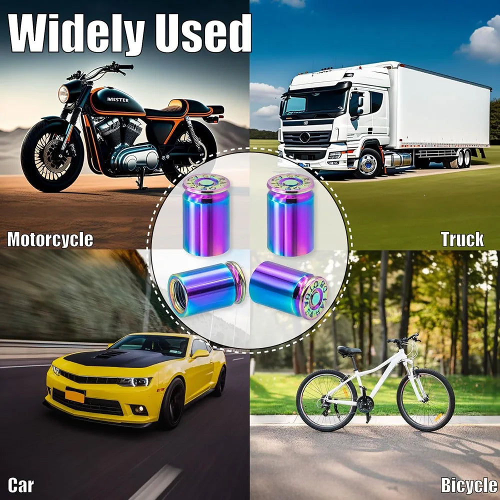 Bullet Shell Tire Valve Stem Caps Aluminum Alloy Car Air Cap Cars SUV