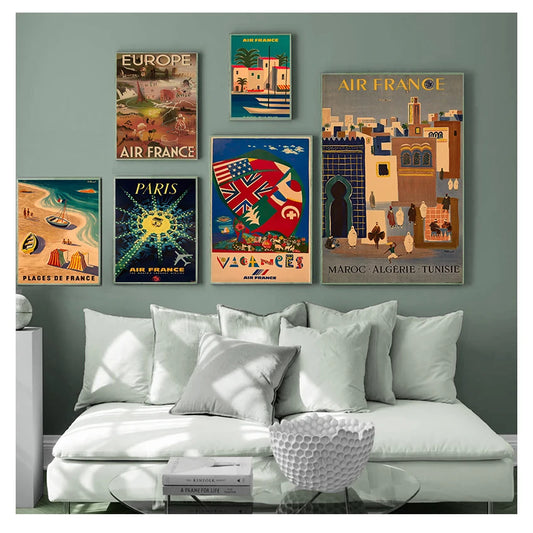 France & Japan Vintage Travel Canvas Poster | Unframed Wall Art Canvas Wall Poster Peaceful Pleasures Health and Wellness