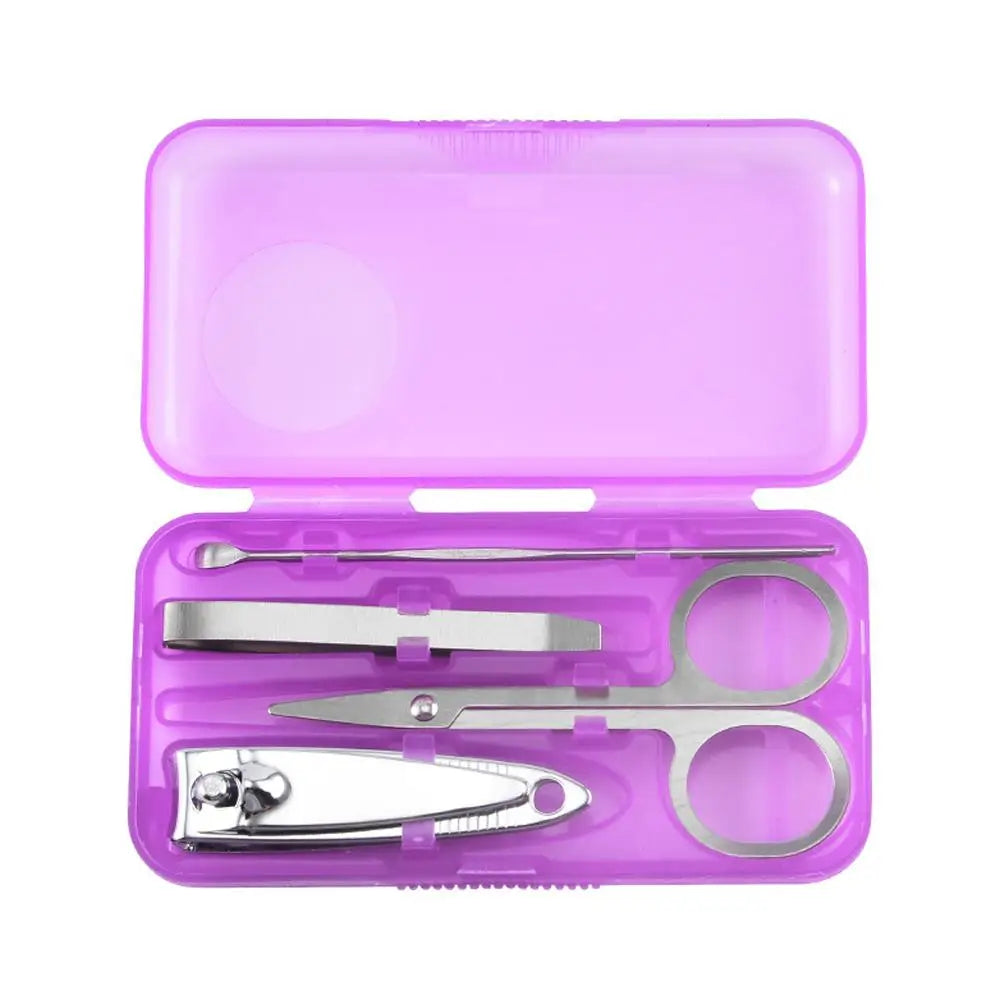 Home Nail Clipper Set of 4 Pieces Large Size Dead Skin Pliers Diagonal to Remove Dead Skin Small Eyebrow Clipper Leather Sleeve Peaceful Pleasures Health and Wellness Purple