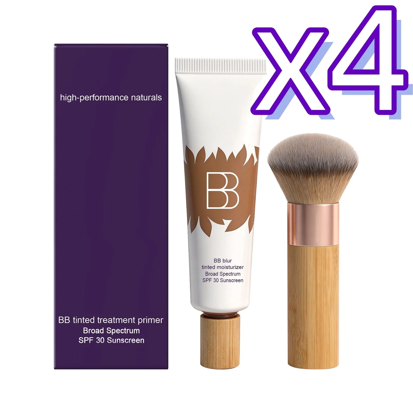 Sunscreen BB Cream Kit Efficient Sun Protection Balance Control Oil Cover Face Blemishes Perfect Makeup Facial Primer Foundation Peaceful Pleasures Health and Wellness 30ml Boxed x 4