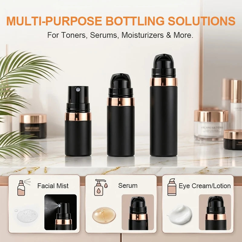 Plastic Pump Bottle Vacuum Pump Bottle Travel Bottling Container Black Lightproof Airless Spray Bottle Lotion 15ml 30ml 50ml Peaceful Pleasures Health and Wellness