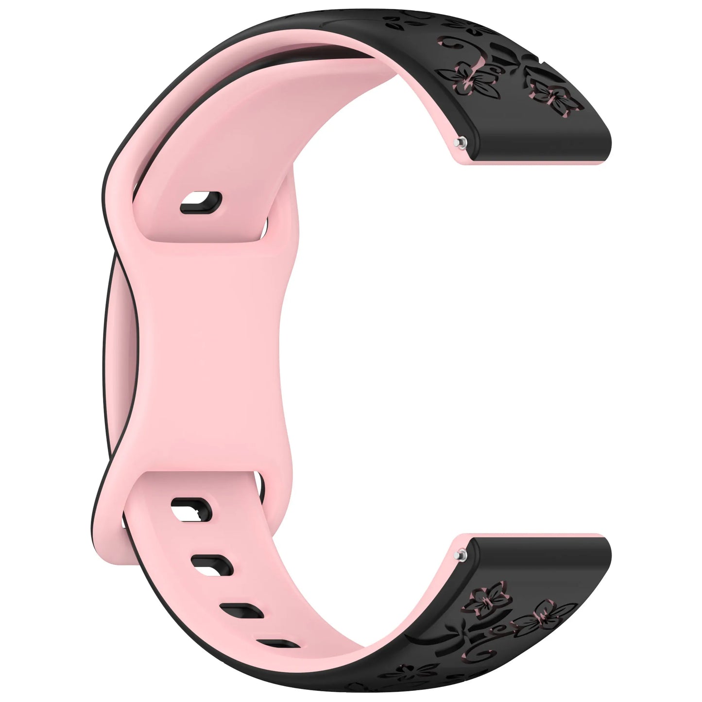 18mm 20mm Engraved Silicone Band for Garmin Vivoactive & Venu Peaceful Pleasures Health and Wellness black pink 20mm Width