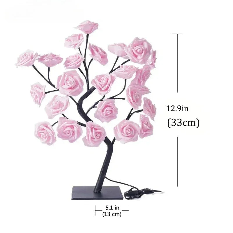 USB Rose Flower Tree LED Light | Bedroom & Wedding Decor