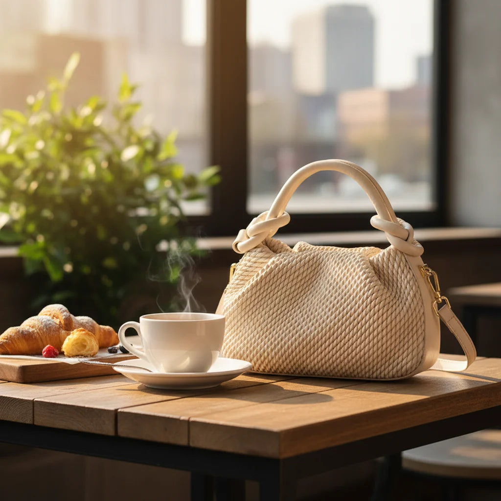 Women's Striped Handbag With Pleated Design Small Square Bag Lightweight And Stylish For Daily Use Peaceful Pleasures Health and Wellness