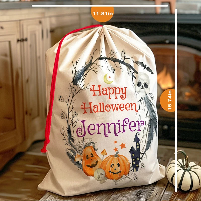 Personalized Halloween Drawstring Candy Bag – Custom Kids Gift Halloween Candy Bag Peaceful Pleasures Health and Wellness