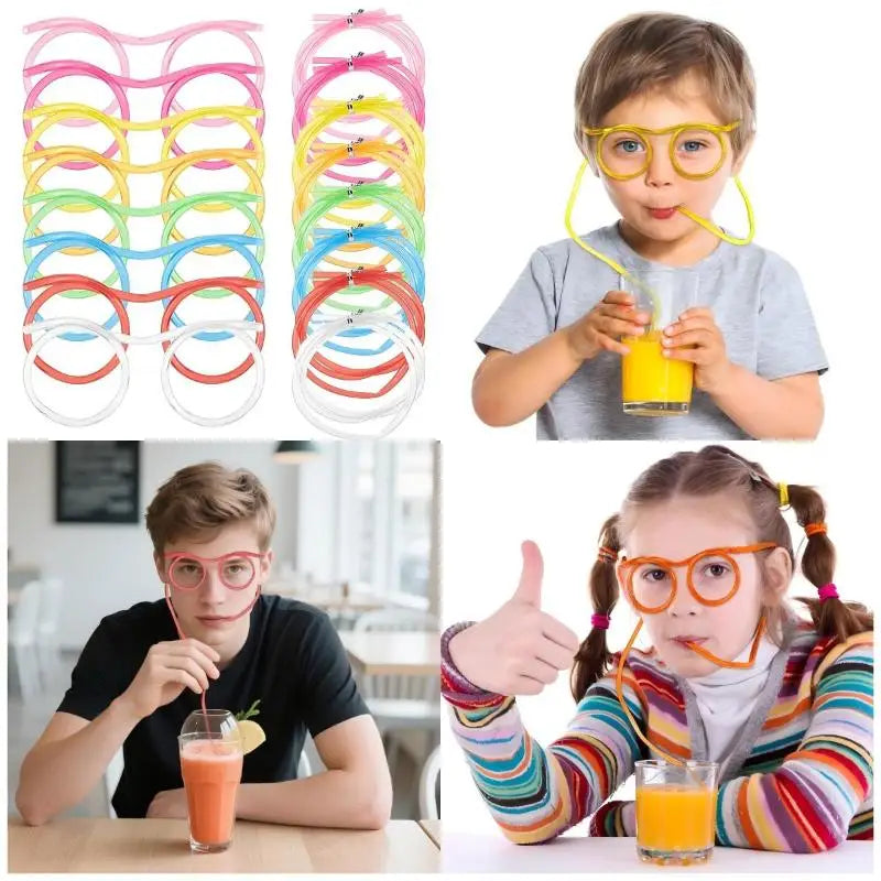 Eyeglass Shaped Funny Straws 5-Pack | Kids Birthday Party