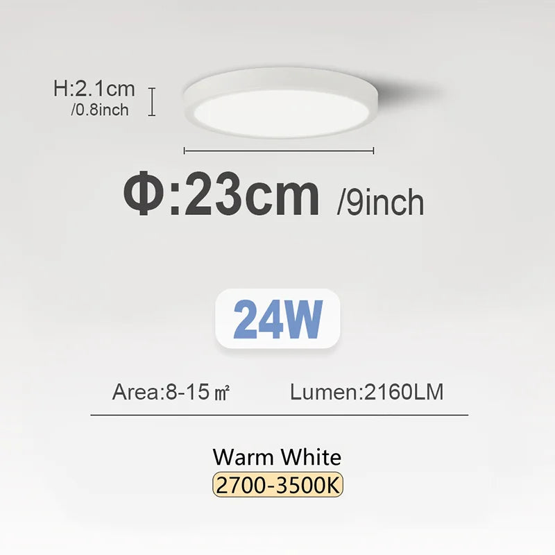 RUNTOIN 24W/28W Ultra-Thin Round LED Ceiling Light Panel