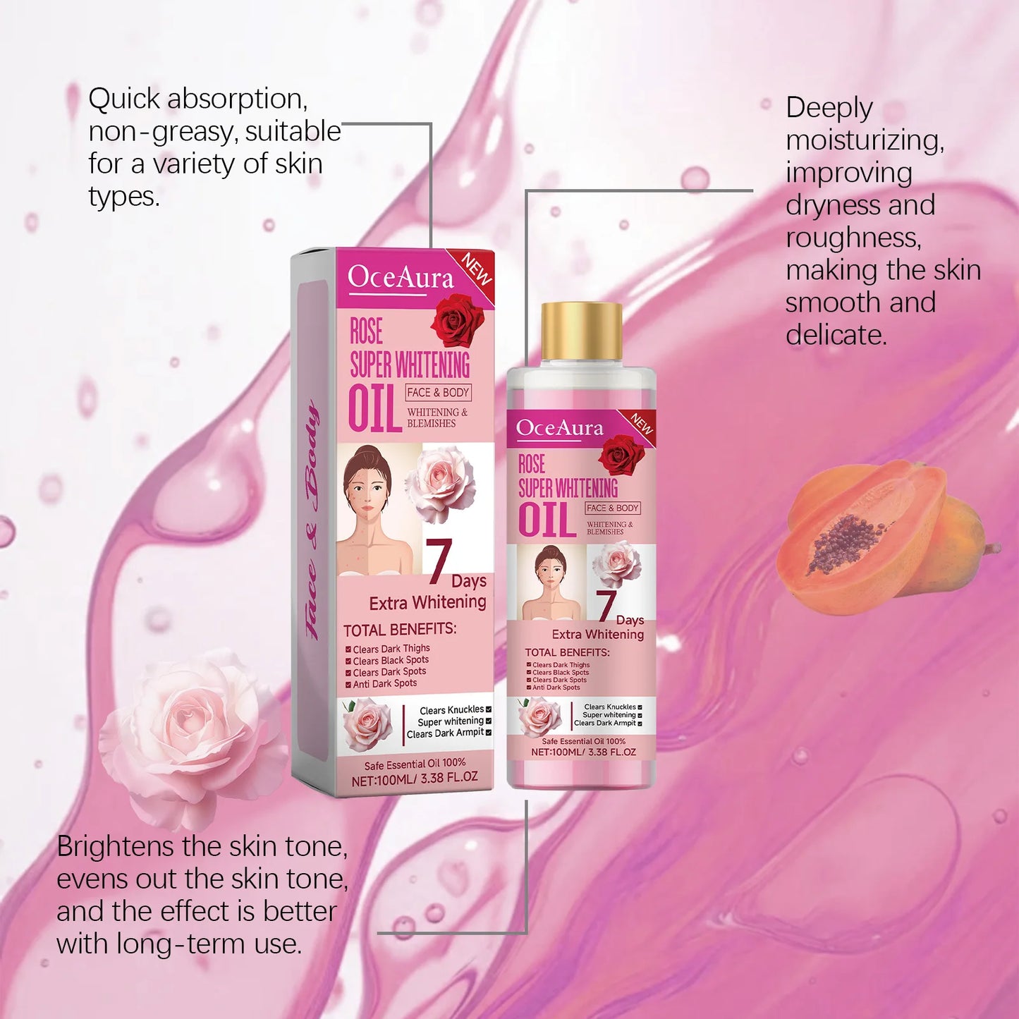 OceAura Skin Brightening Body Oil 100ml – Papaya & Turmeric