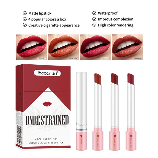 Lakerain 4 Colors Cigarette Lipsticks Velvet Matte Waterproof Long-lasting Lip Non-Stick Cup Cigarette Lipstick Makeup For Women Peaceful Pleasures Health and Wellness