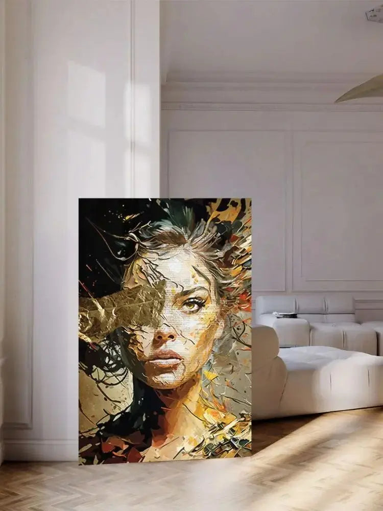 Nordic Boho Fashion Glasses Woman With Flowers Wall Art Canvas Painting Butterfly With Girl Portrait Poster Prints Mural Picture Peaceful Pleasures Health and Wellness QP10894 50x75cm No Frame