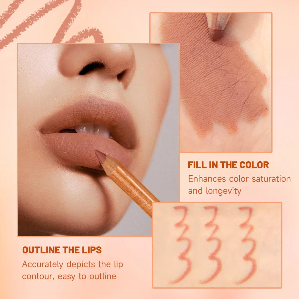 QIBEST 12-Pc Matte Lip Liner Set – High Pigment Velvet Lipliner