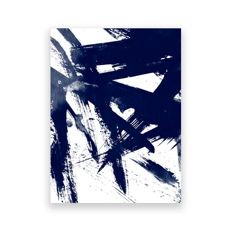 Navy Blue Watercolor Abstract Canvas Wall Art | Modern Minimalist