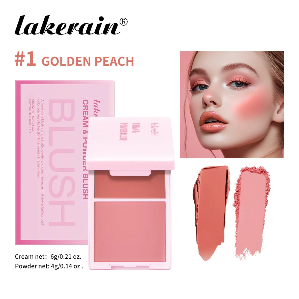 2-in-1 blush palette Natural and moist easy-to-color matte blush powder Facial blush Fine powder, easy to spread, easy to apply, Peaceful Pleasures Health and Wellness Mixed Color 10g
