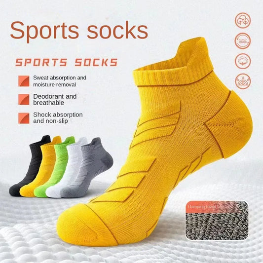 5 Pairs Men's Outdoor Ankle Socks, Shock-Absorbing And Anti Slip Sports Socks, Sweat Absorbing And Breathable Towel Bottom Socks Peaceful Pleasures Health and Wellness