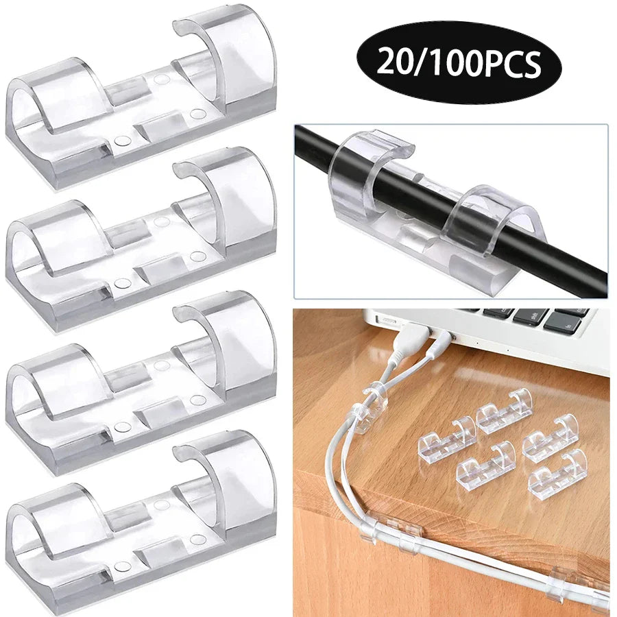 Self-Adhesive Cable Clips 20/100 Pack – Wire Organizer