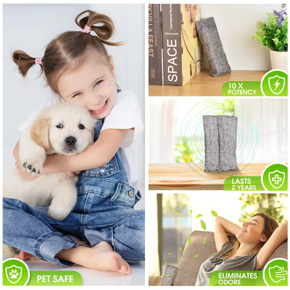 10/20Pcs Natural Fresh Bamboo Charcoal Bags Air Purifying Activated Charcoal Odor Absorber Moisture for Car Closet Shoes Pets Peaceful Pleasures Health and Wellness