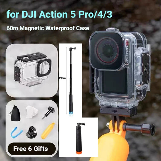 Magnetic Waterproof Diving Case for DJI Action 5 Pro/4/3 Action Camera Housing Oasis Select
