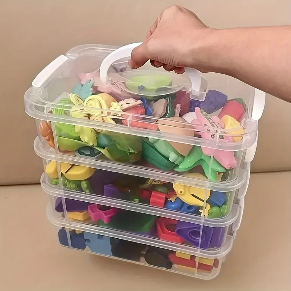 4-Layer Transparent Partitioned Drawer Storage Box | Portable