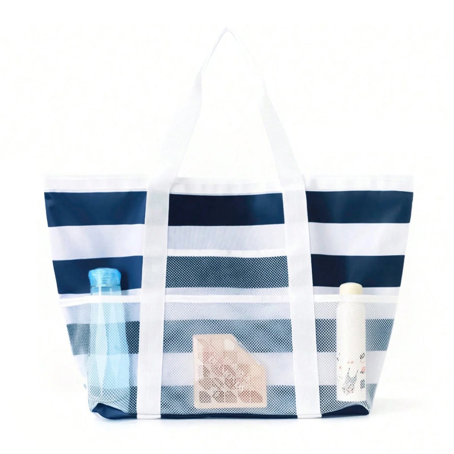 PEAKINBAGS Mesh Beach Tote Bag – Large Multi-Pocket Pool Bag