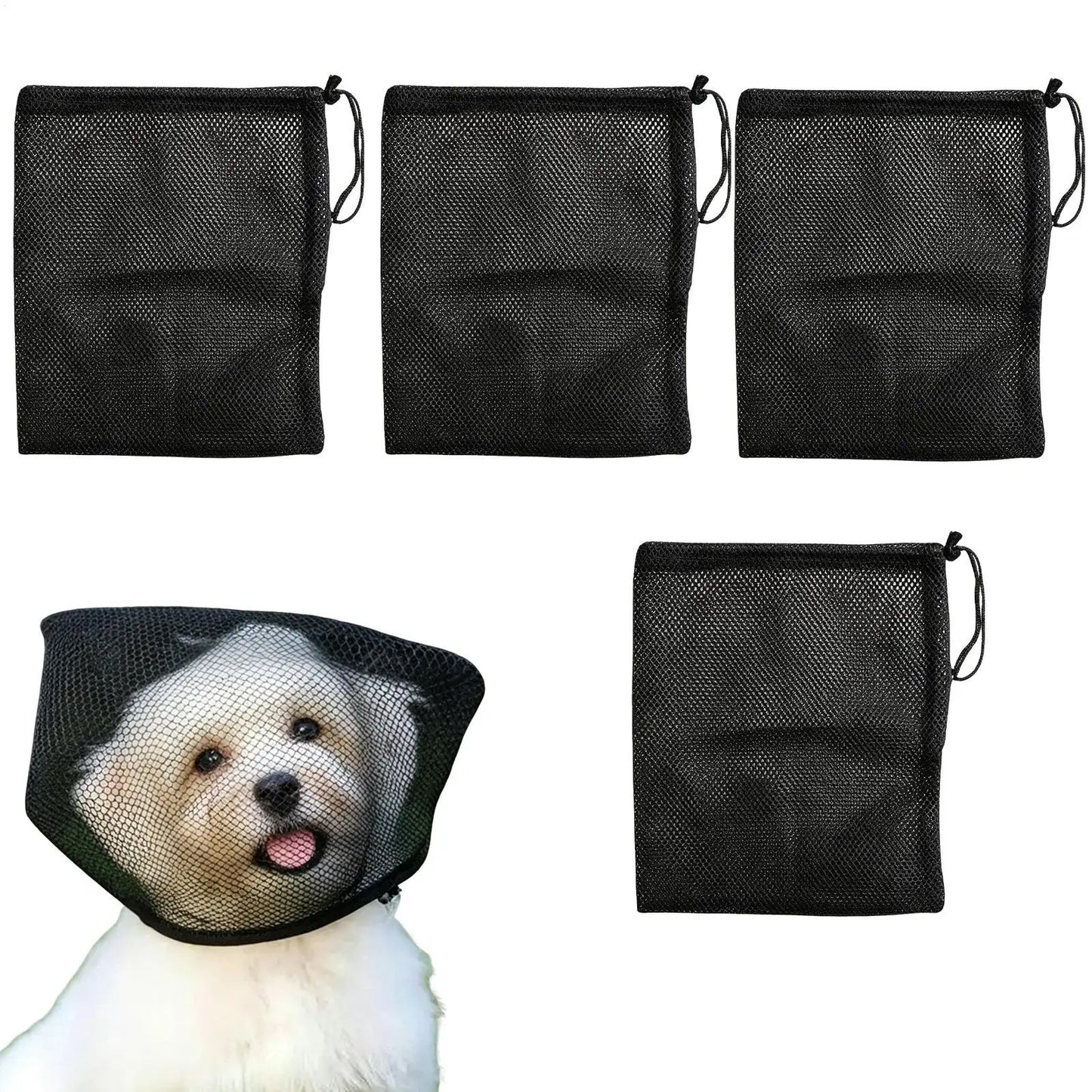 4-Pack Dog Mesh Muzzle – Breathable Anti-Scavenge Face Guard