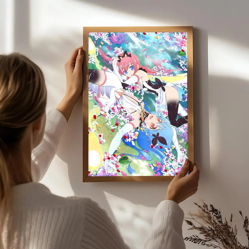 Anime F-Flip Flappers Poster HD Self Adhesive Waterproof Wall Art Ideal for Home Office Dorm Bedroom Great Gift Peaceful Pleasures Health and Wellness White6 15X20cmNoframe