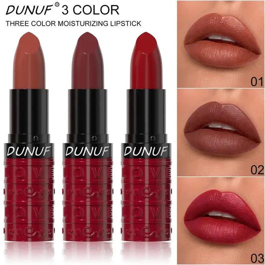 DUNUF Velvet Matte Lipstick – Waterproof & Long-Lasting, 3 Shades Matte Lipstick Oasis Select