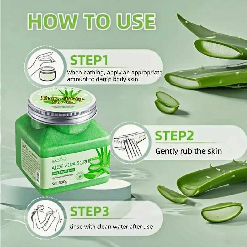 SADOER 500g Aloe Vera Exfoliating & Purifying Body Scrub