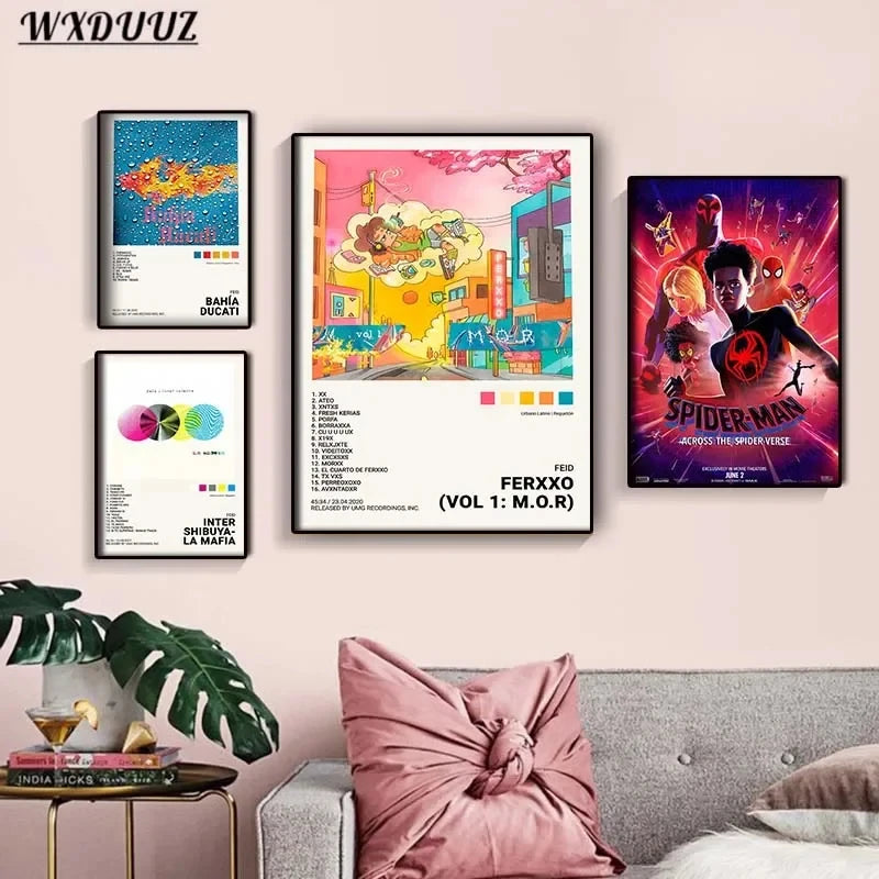 Nordic Pop Rapper Quevedo Poster Aesthetics Mora Feid Eladio Carrion Rauw AlejanDro Music Album Canvas Print Wall Art Home Decor Peaceful Pleasures Health and Wellness