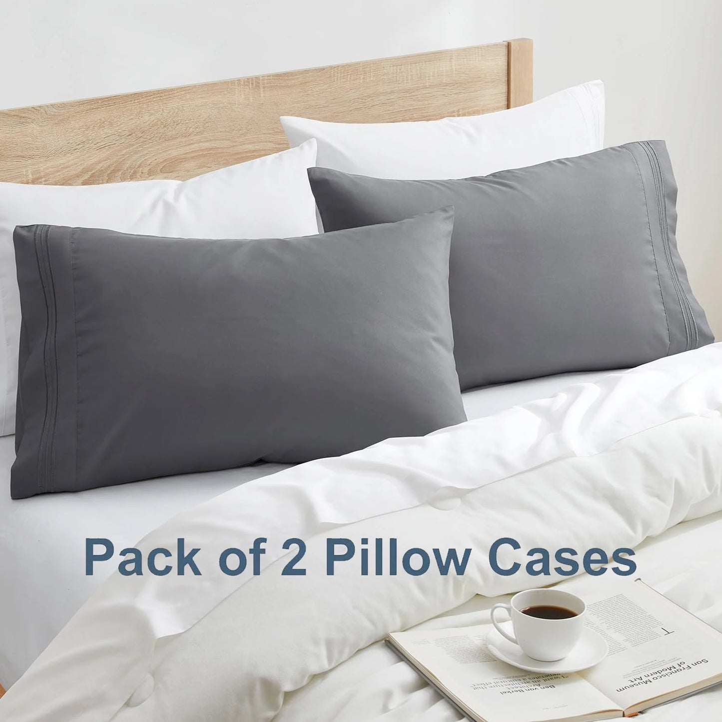 Battilo Soft Microfiber Pillowcase Set of 2 | Queen & King Size