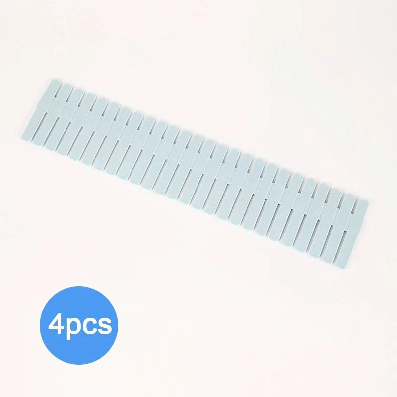 4/8 Pieces Adjustable Drawer Divider Partition Durable Storage Cosmetic Socks Underwear Drawer Clothes Organizer Cabinets Peaceful Pleasures Health and Wellness Blue 4 pieces