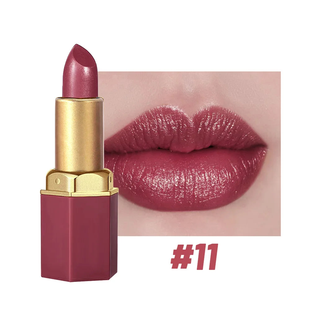 Pearlescent Pink Glitter Velvet Lipstick | Metallic Waterproof