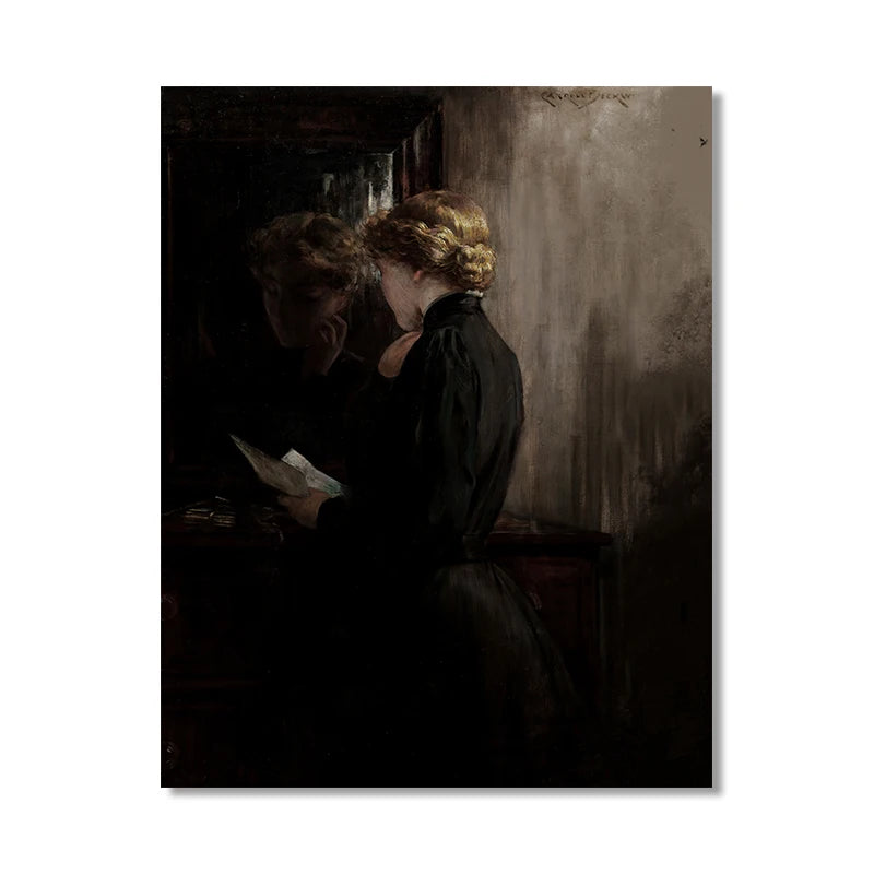 Moody Victorian Paintings Prints Vintage Dark Academia Aesthetic Decor Floral Poster Skeleton Canvas Painting Gallery Wall De Peaceful Pleasures Health and Wellness 7PB23094 30x40cm Unframed