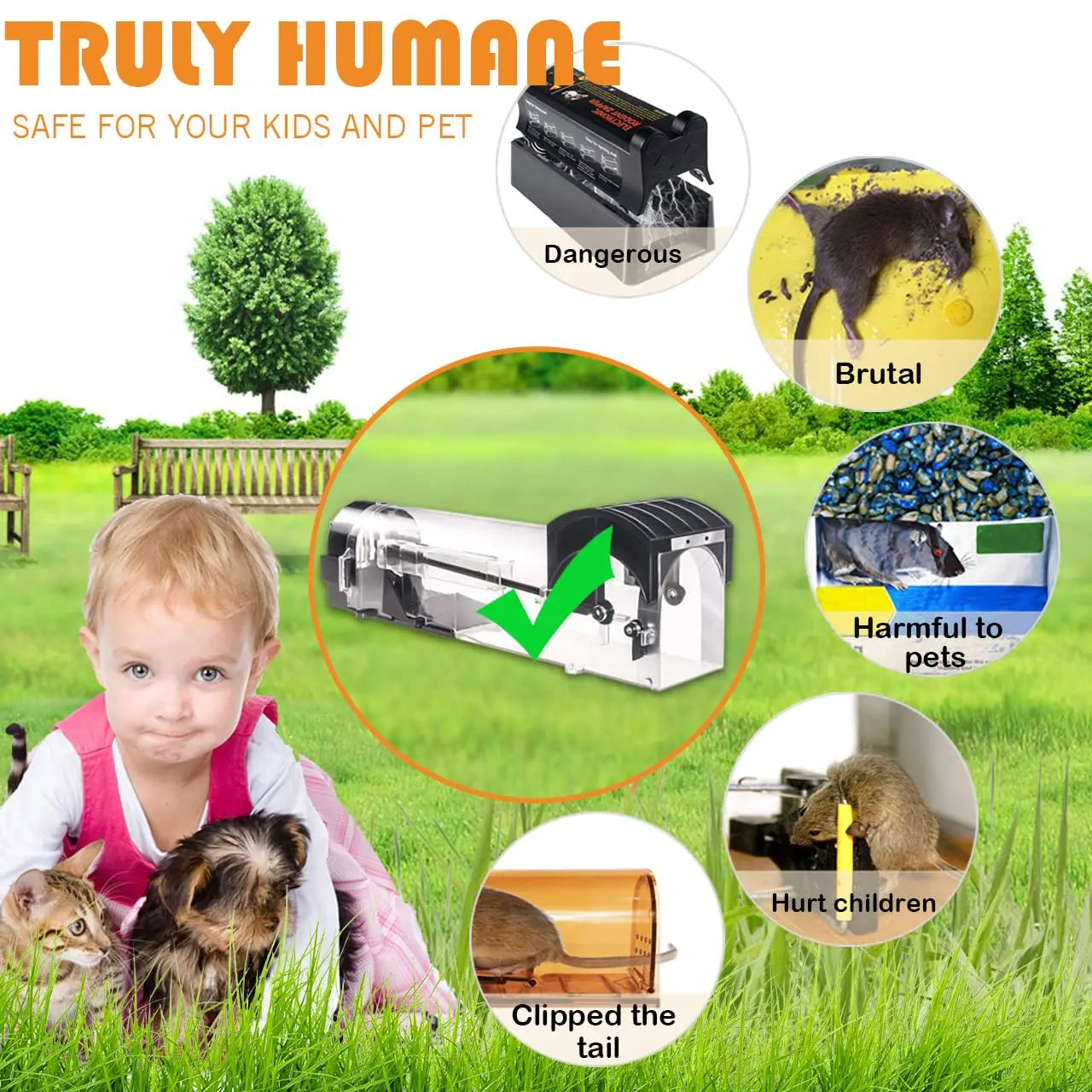 Safe Firm Humane Reusable Plastic Rodents Trap Household Mouse Catcher Smart Self-locking Mousetrap for Indoor Outdoor Garden Peaceful Pleasures Health and Wellness