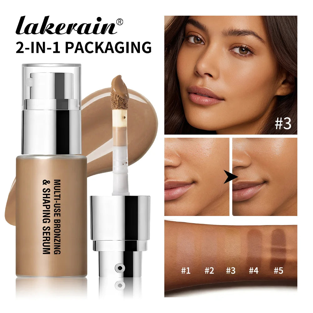 Lakerain Contouring Shaping Serum Long Lasting Nature Bronzing Foundation Deep Moisturizing Brighten Facial Contouring Concealer Peaceful Pleasures Health and Wellness