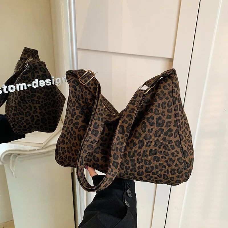 Leopard Print Large-Capacity Crossbody Shoulder Bag for Women
