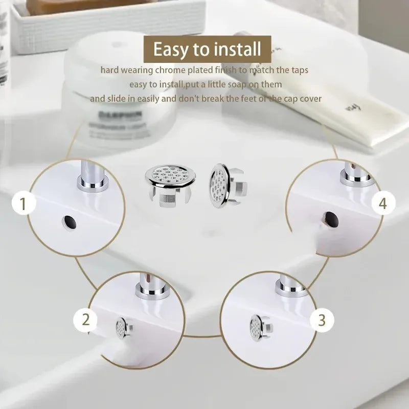 Chrome Basin Overflow Cover Ring | ABS Drain Cap Replacement