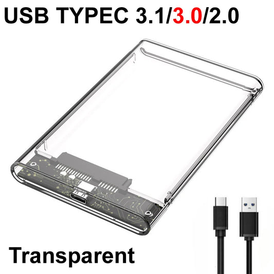 New USB C Type C 3.0/2.0 HDD Enclosure 2.5 inch SATA SSD Hard Drive Case Support 6TB transparent Mobile External HDD Peaceful Pleasures Health and Wellness
