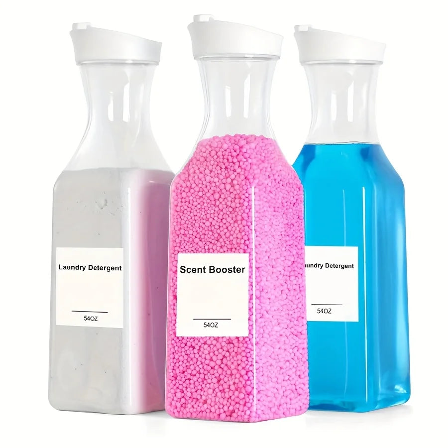 54oz Liquid Laundry Detergent Dispenser – 2 or 3 Pack Plastic Container for Detergent & Fabric Softener